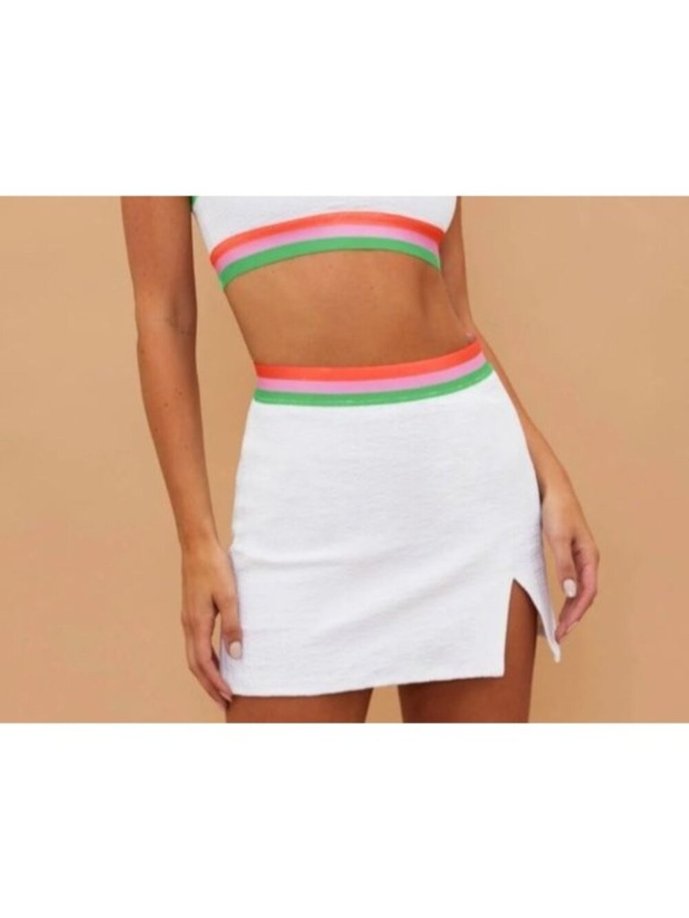 Beach Riot Sport Womens White Textured Skort Medium Elastic Waist (F438)